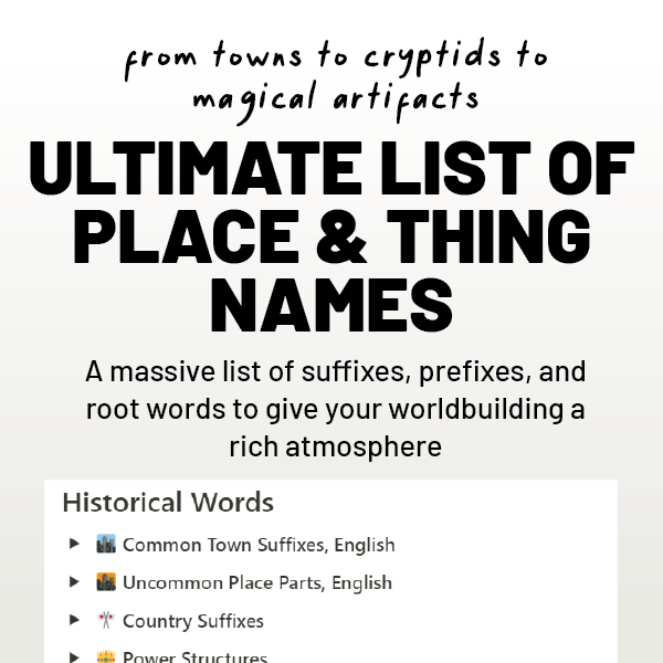 Ultimate List of Place & Thing Names